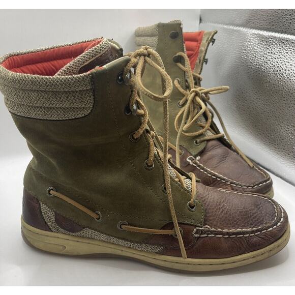 Vintage Sperry Olive and Brown High-Top Athletic Shoes - Picture 2 of 12